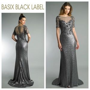 Basix Black Label Illusion Sequin Gown